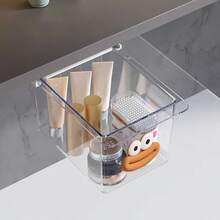 Drawer-Style Organizer Box Under Mirror Cabinet, Transparent Cartoon, For Cleaning Swabs, Makeup Pads, Bathroom Cabinet Pull-Out Storage Rack - Multicolor - View 6