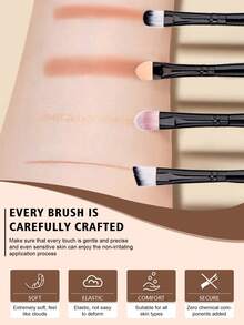 12/24/44pcs Makeup Tool Set, Includes: 1 Multi-Function Zipper Waterproof Makeup Bag + 24 Makeup Brushes + 4 Makeup Sponges + 2 Mini Makeup Sponges + 4 Triangle Powder Puffs + 8 Mini Cushion Powder Puffs + 1 Makeup Brush Cleaning Tool. - Multicolor - View 8