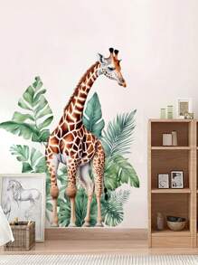 mama look 1/2 Pcs Removable PVC Wall Sticker With Turtle Leaf, Giraffe, Birds On Flower Branches, Bird Nest, Cartoon Wall Art Decoration For Bedroom, Living Room, Office, Bathroom