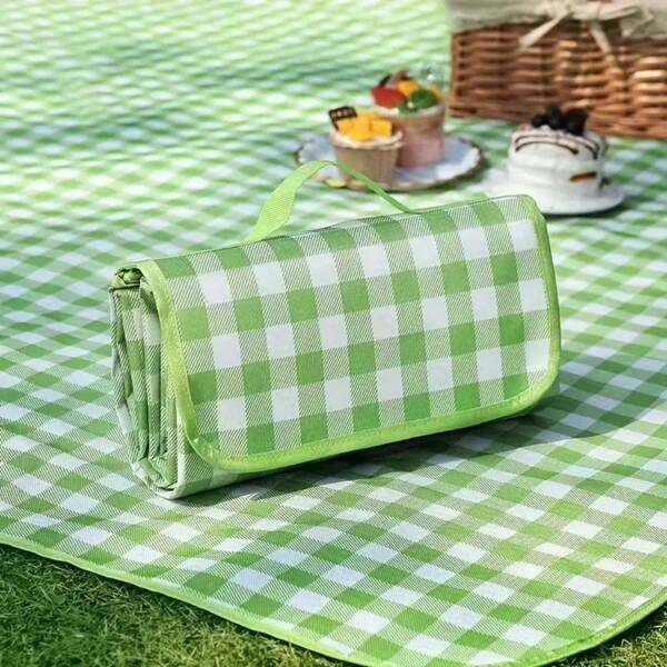 Large Picnic Mat - 1pc Durable EPE & Polyester Fabric, Hand Washable, Triple-Layer Thick & Lightweight For Camping, Beach, Outdoor BBQ, Travel - Portable, Easy Clean, Spill-Resistant, Outdoor Picnic Accessory | Checkered Picnic Blanket | Washable Picnic Blanket, Picnic Accessories