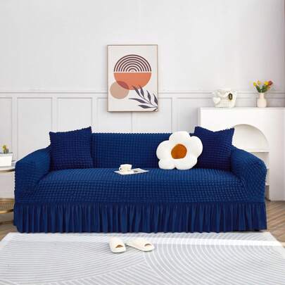 غطاء أريكة بلون أحادي من الشيفون 1قطعة، غطاء عالمي جميع الفصول مضاد للاتساخ ومضاد لخدش القطط