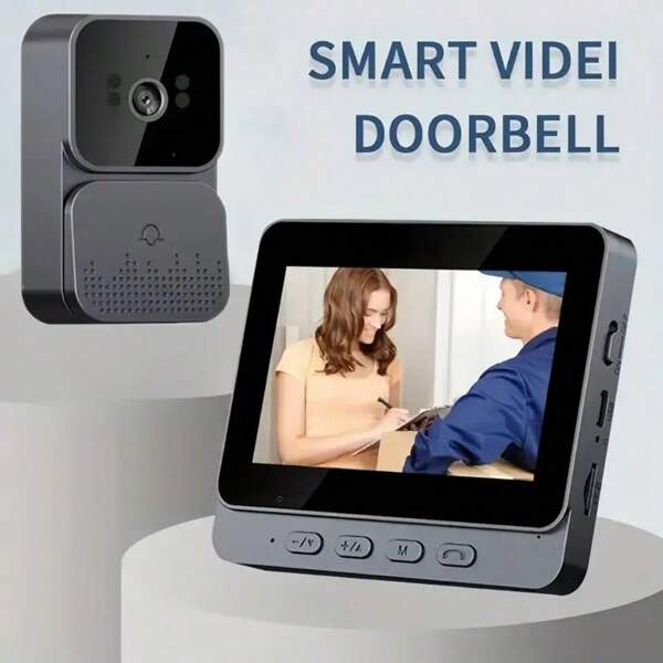 1Set Infrared Night Edition Doorbell Camera 4.3-Inch Screen Video Doorbell With Intercom - Two-Way Talking, Infrared Night Edition, Long Battery, Easy To Connect, No Need App, Indoor