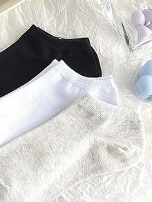 6 Pairs Women Simple Solid Color Random Assorted Low Ankle Socks, Suitable For Everyday Wear - Multicolor - View 8