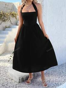 Vestido largo elegante para damas, apropiado para la primavera, el verano, citas, festivales de música, el Día de la Madre, Pascua, con cuello colgante