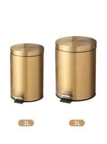 Birthday Decarations New Year Gifts, Valentine's Day Gifts Household Items Home Office Decor 3L Mini 5L 8L Champagne/Black Round Metal Step Trash Can Wastebasket Garbage Container Bin For Kitchen Bathroom Home Removable Liner Bucket Gold - Multicolor - View 7