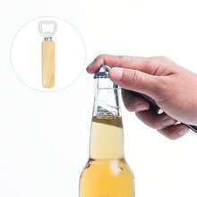 Bottle Opener, 1pc - Wooden Handle Stainless Steel Beer Bottle Opener, Bartender Handheld Engraved Bottle Openers, For Bar Kitchen Home Restaurant - Beige - View 4