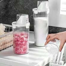 1 Moisture-Proof Storage Box With Multiple Functions And No Leakage. It Comes With A Measuring Cup, A Transparent Thickened Laundry Detergent Sealed Tank, And A Double-Sealed Transparent Large-Opening Laundry Powder Storage Tank
