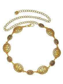 1pc Fashionable Zinc Alloy Geometric Pattern Waist Chain Suitable For Women Everyday Wear