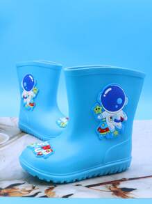 1 Pair Cartoon Astronaut Design Children Rain Boots, Lightweight Comfortable Non-Slip Outdoor Sports Waterproof Boots For Boys And Girls, Suitable For Rainy Days And School Activities