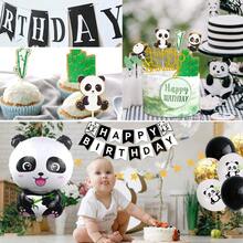 Panda Birthday Decoration, Panda Birthday Decoration With Happy Birthday Banner Panda Balloons Panda Cake Toppers For Panda Theme Birthday Party - 黑色 - 查看 7