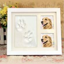 1PC Pet Handprint & Footprint Photo Frame, Baby Ink Pad, DIY Frame For Baby Hand/Foot Prints, Hollow Baby First Birthday Footprint