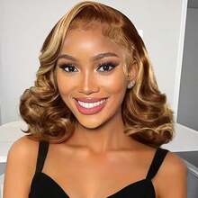 8-20inch 200% Density Bob Wig Human Hair 4/27 Highlight Ombre Honey Blonde HD Lace Front Wig Human Hair 13X4 Body Wave Lace Front Wigs Human Hair Pre Plucked With Baby Hair For Women - S4/27 - Xem 3