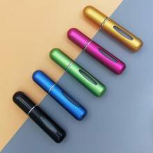 5 Stücke Reisegrößen Parfüm Nachfüllflasche, Aluminiumlegierung Boden, tragbarer Mini Zerstäuber, nachfüllbar, Sprühflasche für Damen Taschenzerstäuber Eau de Cologne 5ml