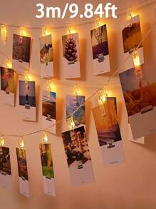 Cadena de luces con pinzas para fotos, luces decorativas para fiestas, cadena de luces LED romántica con pinzas para colgar fotos y tarjetas, elementos para mostrar fotos, adecuado para dormitorio, fiesta, boda, San Valentín, Navidad, Acción de Gracias, decoración de otoño, Halloween