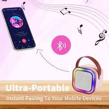 Mini Karaoke Maschine, Karaoke Maschine für Kinder und Erwachsene, tragbarer Bluetooth Karaoke Lautsprecher mit 2 kabellosen Mikrofonen und Party Lichtern für Kinder und Erwachsene, Geburtstagsgeschenke für Mädchen, Jungen, Familie, Haus Party