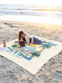 1pc Outdoor Waterproof And Anti-Sand Digitally Printed Picnic Mat/Beach Towel, Fashion & Refreshing Pattern, Suitable For Camping And Picnicking - Multicolor - View 8