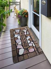 1/2pcs Welcome Home Pebble Printed Pattern Floor Mat - Non Slip Floor Mat, Suitable For Indoor/Outdoor Use, Perfect For Entranc Mats, Kitchen Mats, Laundry Room Mats, Bathroom Mats, Living Room Mats, Etc., Washable Area Mats