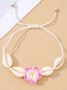 Boho Beach Bracelet, Decorated With Flower & Shell Braid Design For Women