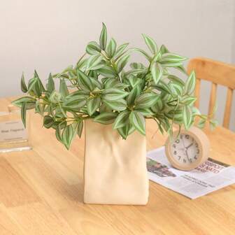 1pc, Simulation Bean Leaves, Home Hotel Decoration Flower Arrangement, Wedding Set Fresh And Simple, Suitable For Decorative Vase, Restaurant Kitchen Decoration Graduation Season, Valentine's Day, Wedding Season