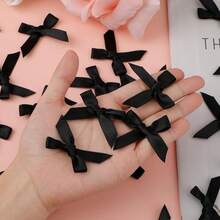 100pcs Ribbon Bows, 1.57x0.4in Mini Bows For Crafts Cute Small Ribbon Tiny Bows For Sewing Gift Wrapping Wedding Party Favors Treat Bags Gift Box Decoration (Pink) - Black - View 5