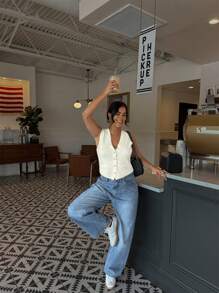 فستان كاجوال للنساء لفصل الصيف، بياقة بولو، أزرار إنجليزية، كارديجان محبوك، كنزة صوفية قصيرة أنيقة كاجوال، فست علوي محبوك مناسب للعمل والمكتب