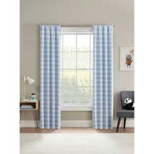 Gingham Plaid Blackout Curtain Panel Pair Set Of 2 Light Blue 37 W X 84 L