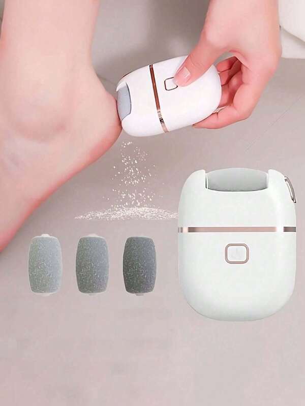 1 pièce Meuleuse électrique sans fil pour les pieds, avec trois têtes de meulage interchangeables. Tête de meulage épaisse pour un polissage épais. Portable et facile à utiliser. Rechargeable via USB. Convient pour les peaux gercées et sèches, soin de la peau.
