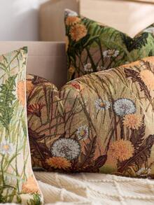 1个/2个蒲公英图案装饰方形枕套，适合所有季节，多种尺寸可选，高密度多色提花面料枕套，不含枕芯，拉链封口，适用于节日派对、沙发靠垫、床、客厅、办公室、汽车，也可作为礼物。 - 淺棕色蒲公英 - 查看 5