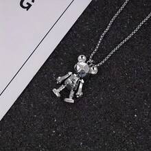 1pc Zinc Alloy Movable Arm/Leg Bear Pendant Necklace, Creative For Men's Casual Wear