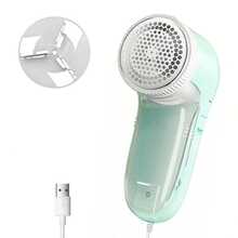 1 件 USB 供电手持式除毛器，家用小型便携式绒毛球修剪器，透明盖，多刀片套装