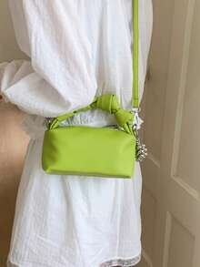 1 件时尚女士手提包、单肩包、斜挎包、挎包、邮差包、褶皱包，采用耐用 PU 材料制成，适合购物、约会、聚会、工作通勤，可调节肩带，佩戴舒适，优雅简约休闲女士手提包 - 綠色 - 查看 5