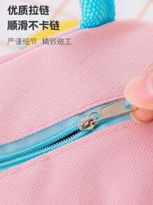 1 pieza Bolsa térmica aislada con estampado de dibujos animados, bolsa de almuerzo de pana, a prueba de fugas, suave y espaciosa, bolsa refrigeradora de almuerzo, caja de almuerzo impermeable, bolsa de maquillaje, bolsa de aseo de viaje, neceser de maquillaje de viaje