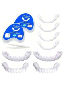 Veneer Teeth Kit Fake Temporary Tooth Whitening Replacement Temporary Tooth Replacement White Snap Repair Fitting Kit,Suitable For Halloween And Christmas