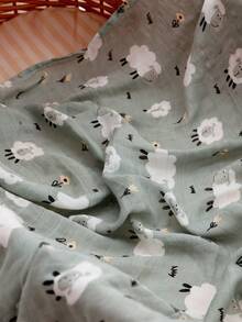 1 件平纹细布婴儿毯，纯棉新生儿接收毯，尺寸完美，适合男孩和女孩的柔软婴儿毯（绵羊、鹅、熊）