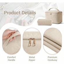 MAGEFY Bolsa de Maquillaje Con Asa Resistente y Cómoda Gran Capacidad Bolsa de Viaje Cosmetiquera Neceser Portátil para Muchas Ocasiones para Mujeres-Rosa - Beige - Ver 5