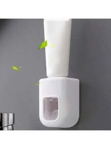 1 pièce Distributeur de dentifrice style scandinave automatique pour les murs de salle de bain, sans perçage requis, support de brosse à dents simple et décontracté, rentrée scolaire