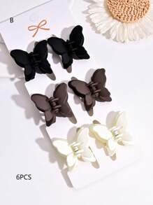 6pcs Vintage Butterfly Shaped Cute ABS Plastic Hair Clips, Colorful Hair Accessories Suitable For Side And Top Clip, Adorable Mini Hair Claws Beauty Claw Clips