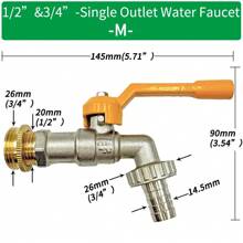 Garden Hose Brass Tap Faucet Adapter 1/2'' IBC Water Tank Connector 2-Way 1-Way Irrigation Joint Replacement Fitting Ball Valve