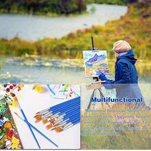 100 piezas de pinceles finos de nailon planos para pintar y arte, de vuelta a la escuela, útiles escolares - Azul - Ver 11