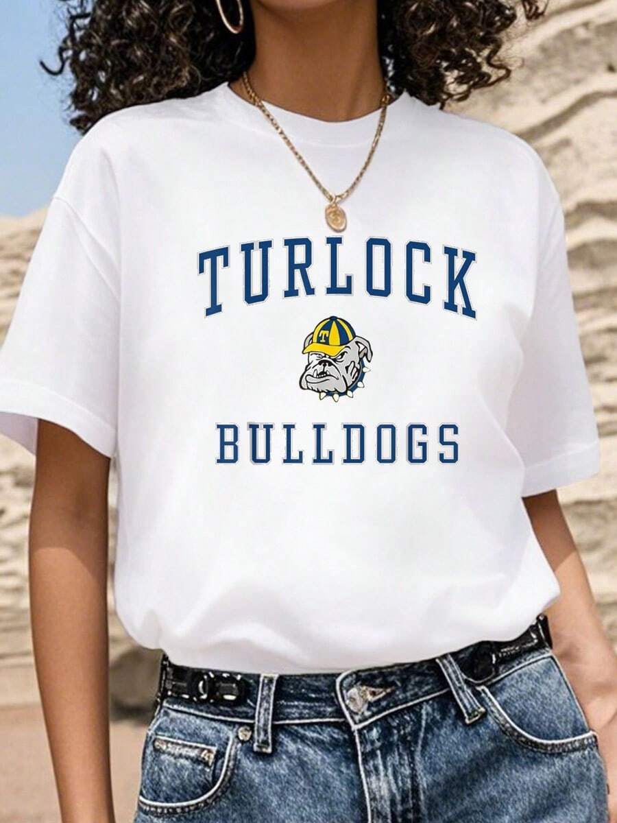Turlock High School Bulldogs-Shirt C1        Summer-Shirt Women - White - View 1