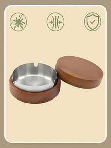 家用客厅防灰创意办公圆形木质炉灶，防飞防摔设计 - 不锈钢内胆易于清洁，适用于办公室、家庭、房间、酒吧装饰，可作礼品，经典圆形 - 适用于客厅、办公室、餐厅和餐车，经久耐用 - 彩色 - 查看 16