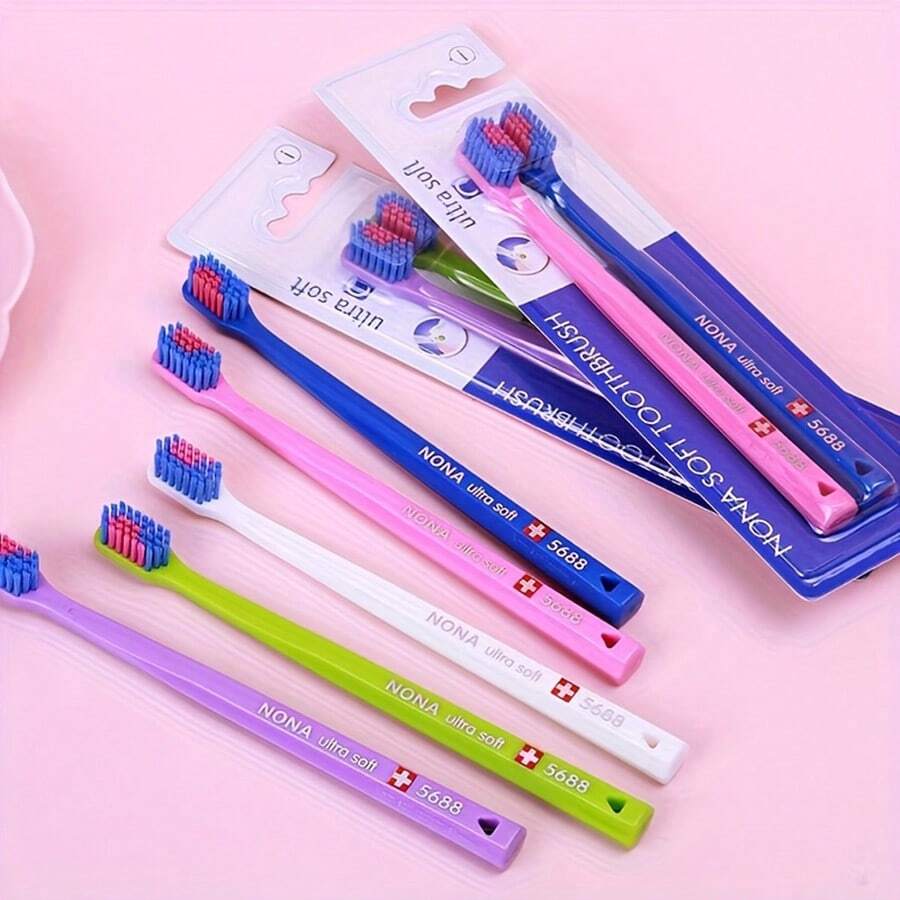 2 piezas Cepillos de dientes manuales de cerdas suaves suizos, cabezal compacto, cerdas de polipropileno, sin olor, protección de las encías, alta densidad antimicrobiana, adecuados para adultos y parejas