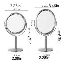 Hochauflösender Schminkspiegel für zuhause, Prinzessinen Tischspiegel, beidseitig drehbar, tragbarer Spiegel für Schlafsaal, Kosmetikspiegel, runder Tischkosmetikspiegel mit Vergrößerung, 16cm beidseitiger Spiegel, 360° drehbarer Schminkspiegel, mit Halterung für Badezimmer und Schlafzimmer, Vergrößerungsspiegel, für den Tisch geeignet, 16cm Silber hochkant badezimmerspiegel, tragbarer beidseitiger Vergrößerungsspiegel