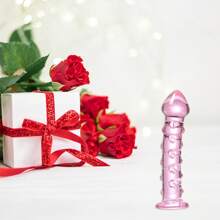 Pink Girl Heart Transparent Glass Dildo Sex Toy, Suitable For Male And Female Adult Products