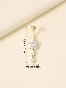 1 pieza Piercing de acero inoxidable con forma de flor para el ombligo, apto para uso diario - Amarillo Oro - Ver 4