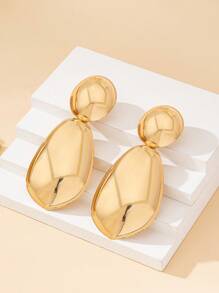 1 par de pendientes de moda para mujer, pendientes de metal liso con diseño geométrico exagerado en estilo bohemio, adecuados para uso diario y vacaciones