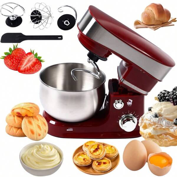 Batidora De Pie Profesional De 3l, Batidora De Pedestal De 6 Velocidade Con 3 Accesorios, Batidora De Cocina Portátil Para Uso Diario, Tiendas De Postres, Panaderías, Restaurantes, Cafeterías