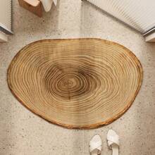1pc Faux Tree Ring Pattern Stylish Bathroom Mat, Suitable For Toilet, Bathroom, Entrance, Durable, Easy To Clean, Elegant, Size Options Available
