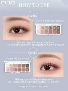Clio K-Beauty PRO EYE PALETTE AIR 12色眼影盤，全方位彩妝盤，啞光閃亮眼影、腮紅、打亮眼影 - 03 MUTE LIBRARY - 查看 11