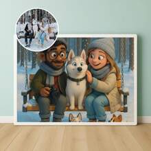 Father's Day Custom Print, Custom Photo Cartoon Style Wall Art-Pixar Style Portrait From Photo - Personalized Cartoon Gift For Dad, Couples, Family, Kids - Unique Wall Art - Personalized Cartoon Style Family Drawing Gift For Him, Ideal Gifts For Her,Boyfriend,Dad